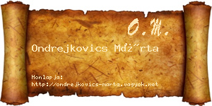 Ondrejkovics Márta névjegykártya